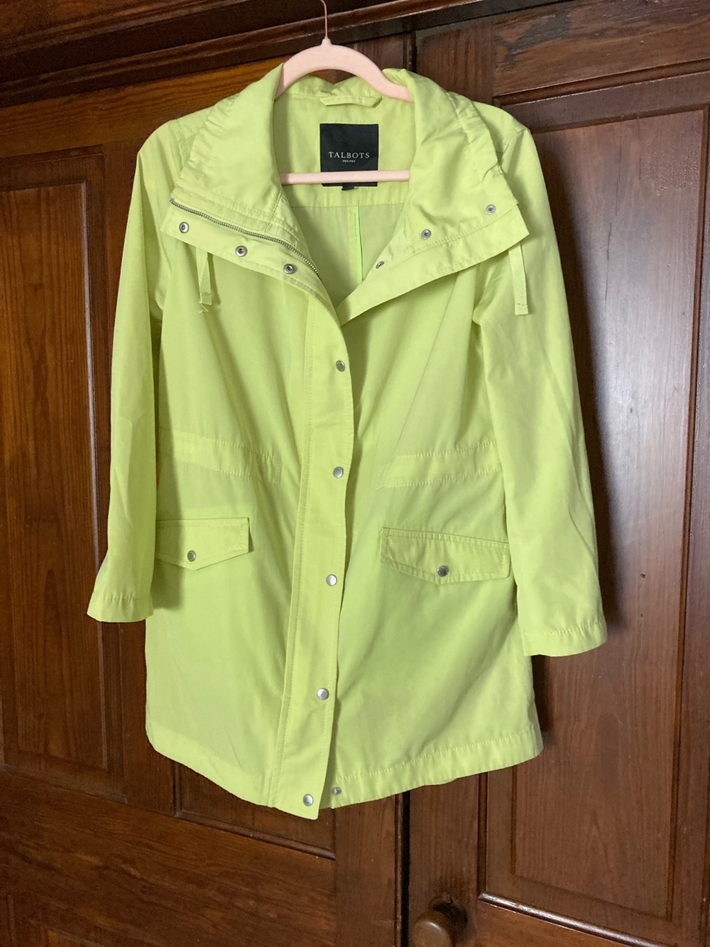 Talbots Neon Lime Full Zip Trench Coat MP
